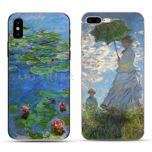 莫奈名画睡莲文艺欧美街景苹果6手机壳iphonex/8/7/6s/plus/5软壳