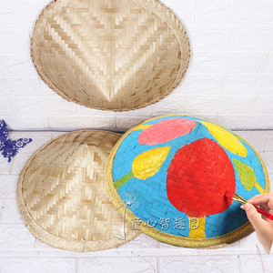 幼儿园环境装饰斗笠帽子挂件 diy涂鸦手工绘画材料田园风创意饰品