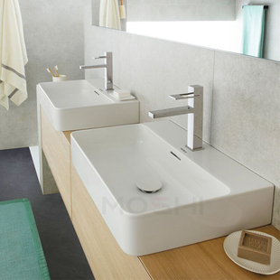 简欧超薄边长方形台上盆陶瓷 洗脸盆艺术盆面盆 卫生间阳台洗手池