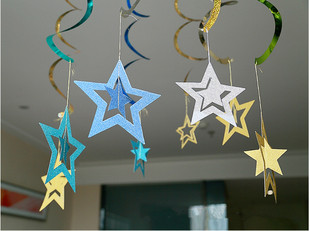 节日创意镂空五角星吊饰儿童生日派对婚庆场景布置用品星星挂饰