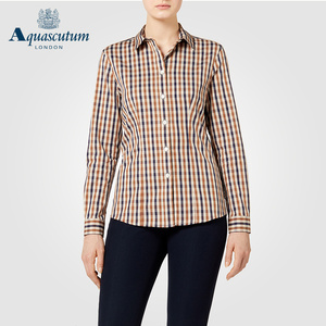 aquascutum/雅格狮丹女士复古格子长袖 span class=h>衬衫 /span>英伦