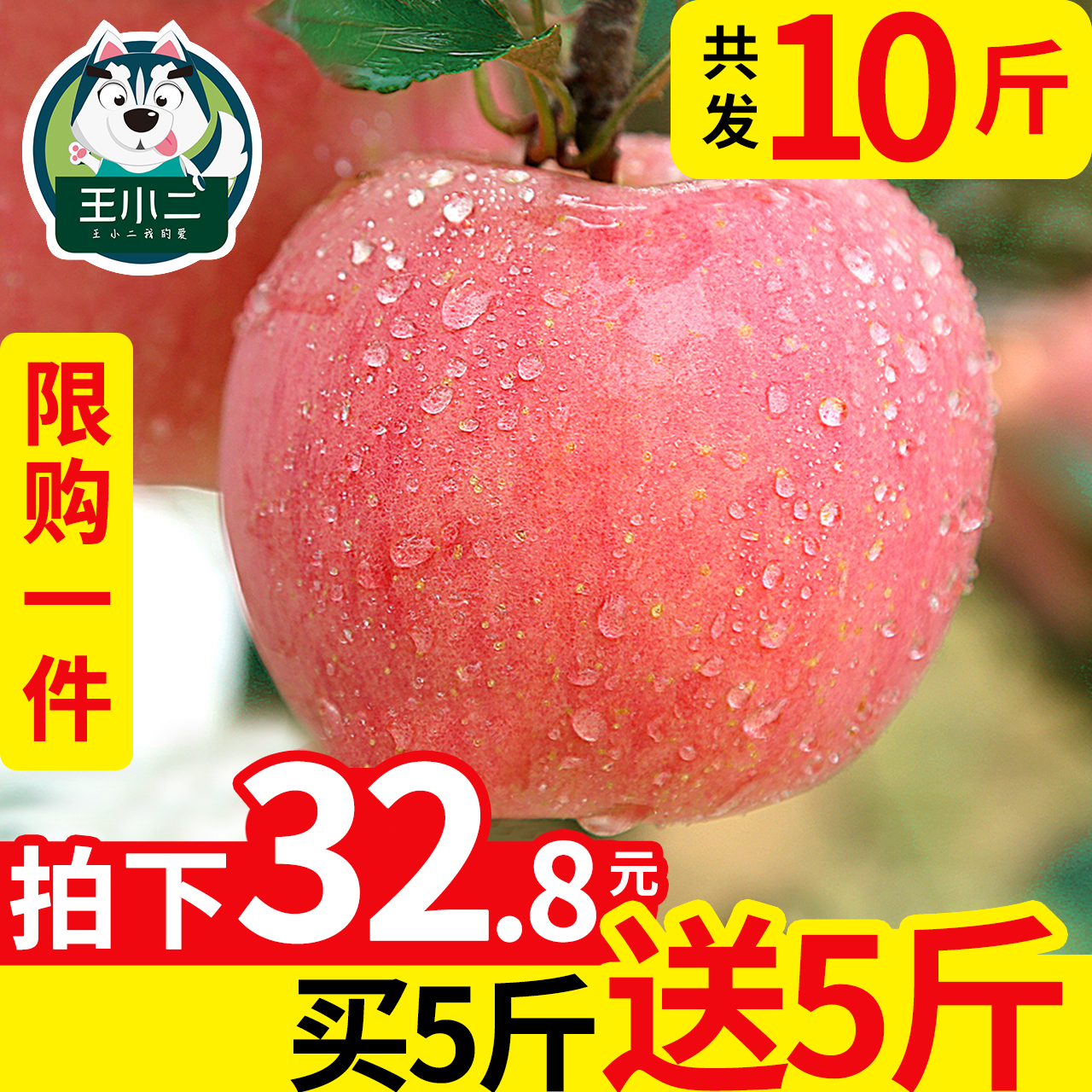 【买一送一】红富士苹果水果10斤新鲜包邮当季丑苹果整箱吃的平果