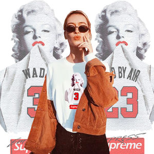 hjcz x supreme empress篮球梦露纪念款男女短袖 span class=h>t恤 