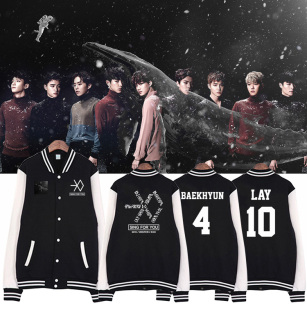 exo sing for you专辑朴灿烈吴世勋边伯贤同款加绒卫衣打歌棒球服