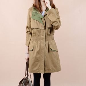 工装 span class=h>风衣 /span>女修身显瘦中长款纯棉布衣加厚外套双