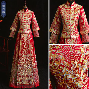 【中式婚纱礼服龙凤褂大码胖妹妹价格】最新中