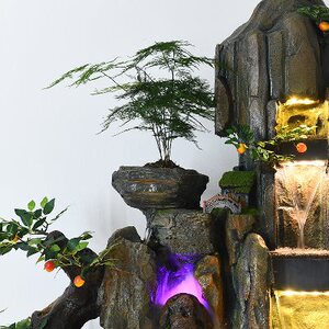 客厅装饰 span class=h>鱼缸 /span>造景假山流水喷泉创意礼品开业