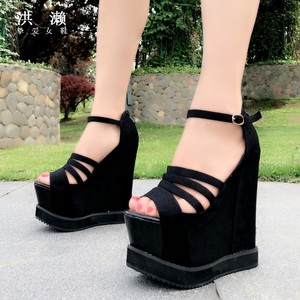 2018春夏新款恨天高厚底坡跟15cm内增高14c