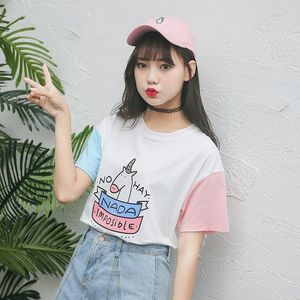 女装夏装2017新款潮上衣女短袖T恤韩版格子圆