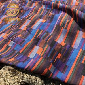 夏季新款苎麻布料印花棉麻裙子布料亚麻花布连