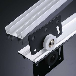 轮子推拉下滑上下厨柜玻璃门轨道门窗加宽凹型拉门卫生间移门轨道