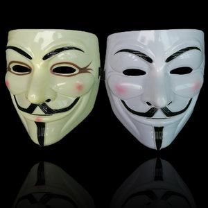 白色鬼步舞面具男v字仇杀队街舞恐怖鬼面具半脸怪客假面舞会道具