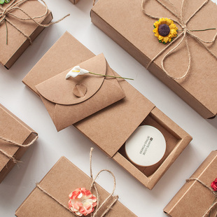 现货牛皮纸盒抽屉式教师节包装礼品盒复古文艺情人节商务礼盒