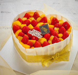 北京市生日蛋糕免费配送/情人节新鲜水果草莓黄桃蛋糕/丰盛草莓