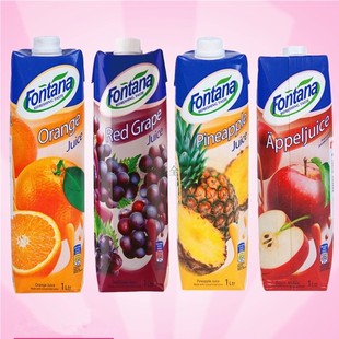 fontana芬特乐 纯果汁1l盒橙汁葡萄菠萝苹果汁 塞浦路斯原装进口