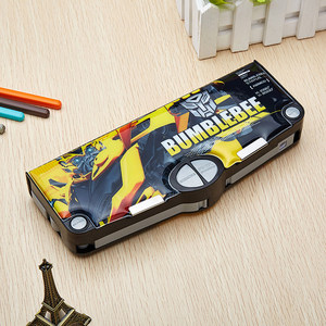 包邮新款双层铁文具盒擎天柱小学生儿童男生铅笔盒