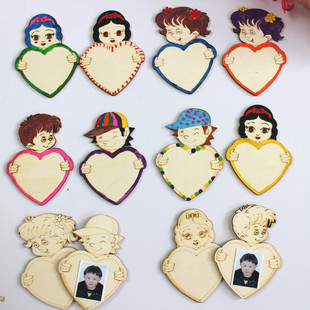 幼儿园装饰男孩女孩照片贴大头贴单寸/1寸照片墙绘画木质白胚创意