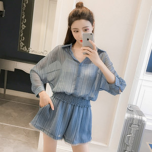 女2018新款三件套裤套装吊带短裤阔腿裤时尚