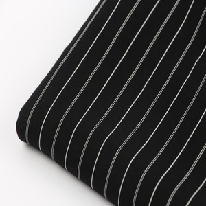 黑色竖条纹罗马布料四面弹力针织莱卡棉马甲西装裙子面料lm22