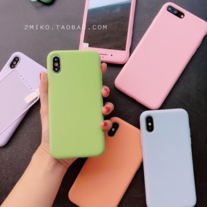 莫兰迪iphonex纯色硅胶手机壳7plus彩色前 span class=h>膜 /span>