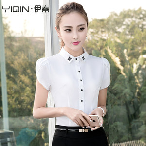 【女士泡泡袖衬衫短袖职业装图片】女士泡泡袖