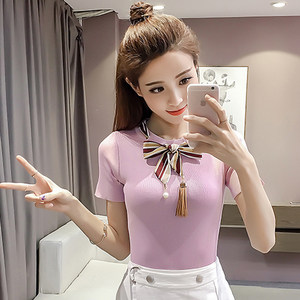 2017夏装新款女装短袖真丝衬衫女大码宽松桑