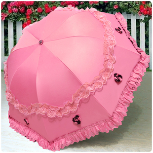 宏达公主小洋伞韩国蕾丝遮阳防晒紫外线超轻折叠雨伞女双层太阳伞