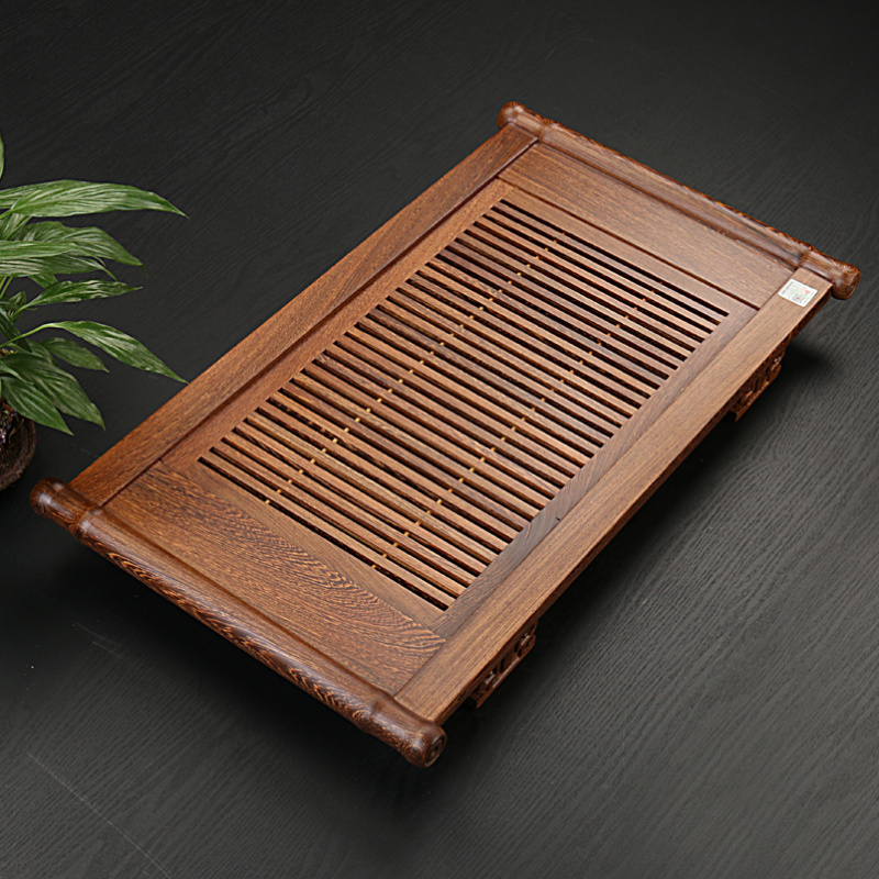 陶瓷功夫茶具套装 汉唐实木小茶盘 长方形抽屉式储水托盘特价