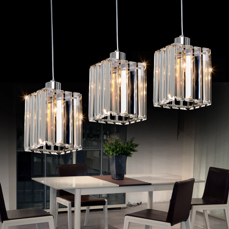 餐厅吊灯水晶三头led餐吊灯现代简约餐桌饭厅吊灯4头单头吧台餐灯