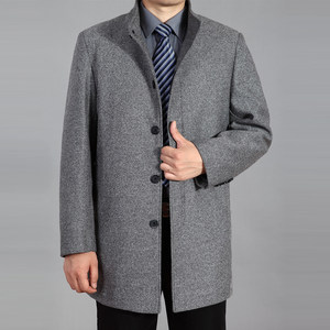 中年新款休闲风衣男士秋冬季中长款外套中老年