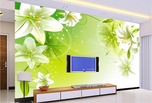 瓷砖背景墙中式简约现代客厅电视背景墙瓷砖仿古艺术墙砖梦幻百合