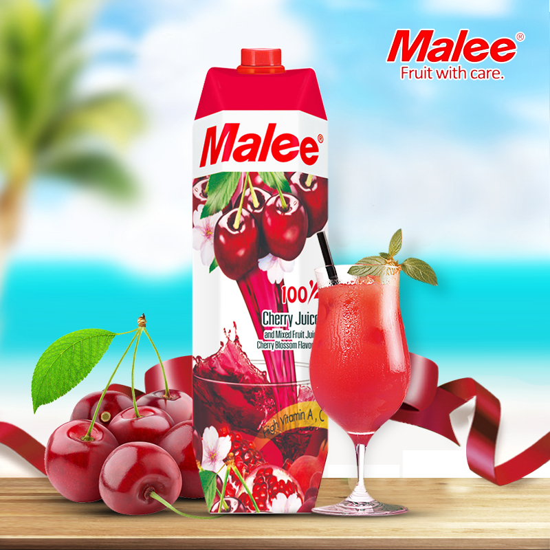 泰国进口malee玛丽樱桃汁1l瓶装混合水果果汁饮料浓缩汁冲饮