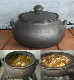 荥经砂锅荥经砂器炖锅陶瓷煲汤石锅明火耐用黑陶精品麻花沙锅