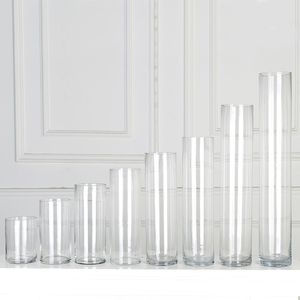 邮 直筒玻璃花瓶 透明富贵竹水培花瓶 圆柱形鱼缸