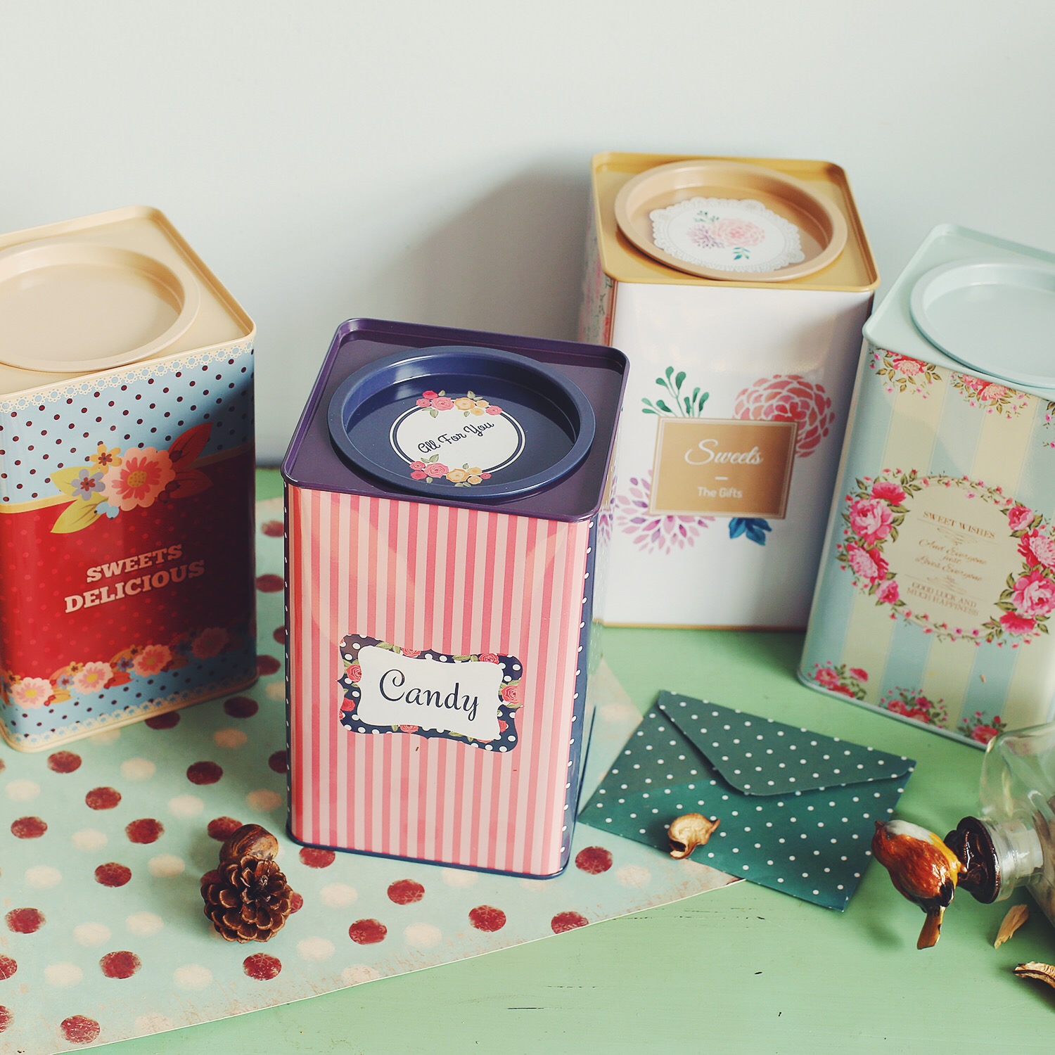 复古铁皮罐牛轧糖铁盒收纳盒饼干罐零食烘焙曲奇盒