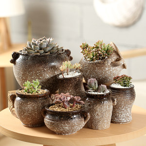 多肉植物陶瓷花盆 清仓批发 创意仿古控型万象肉肉植物粗陶盆器