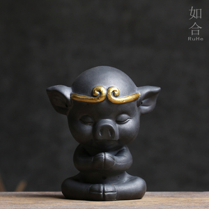 如合 祈福复古猪八戒坐禅车载 span class=h>茶宠 /span> span class=