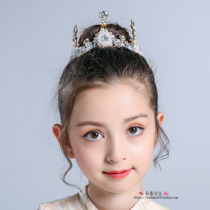 儿童皇冠头饰公主女童手工发饰发夹公主金色圆皇冠孩表演演出 span
