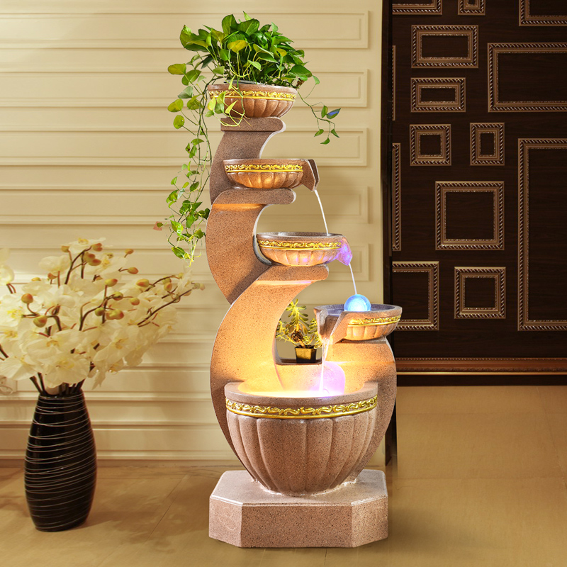 大型欧式流水喷泉风水轮落地幕墙水景加湿器室内家居鱼缸礼品摆件