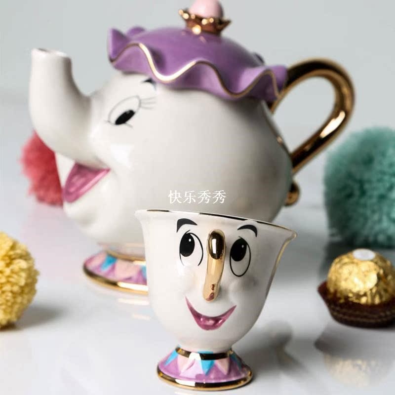 Beauty And The Beast Teapot Tea Set Mug Mrs. potts Teapot。