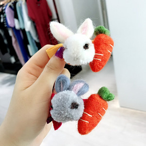 日韩可爱头饰纯手工羊毛毡发绳粗彩色皮筋兔子不伤发丸子头绳发饰