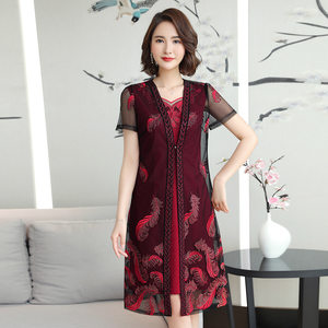 婚礼妈妈装新娘喜婆婆结婚宴服夏季高贵真丝两