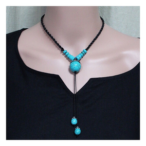 x037绿松石绳编项 span class=h>链 /span>两用短长款 span class=h>