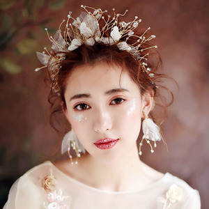 爱诗薇唯美手工绢纱花朵发箍头饰时尚新娘结婚写真皇冠发饰配饰品