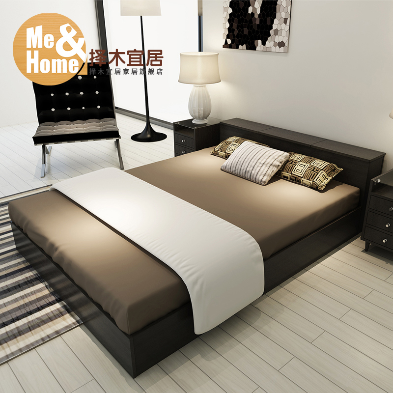 择木宜居 主卧室实木排骨架床现代简约单双人1.5米1.8米榻榻米床