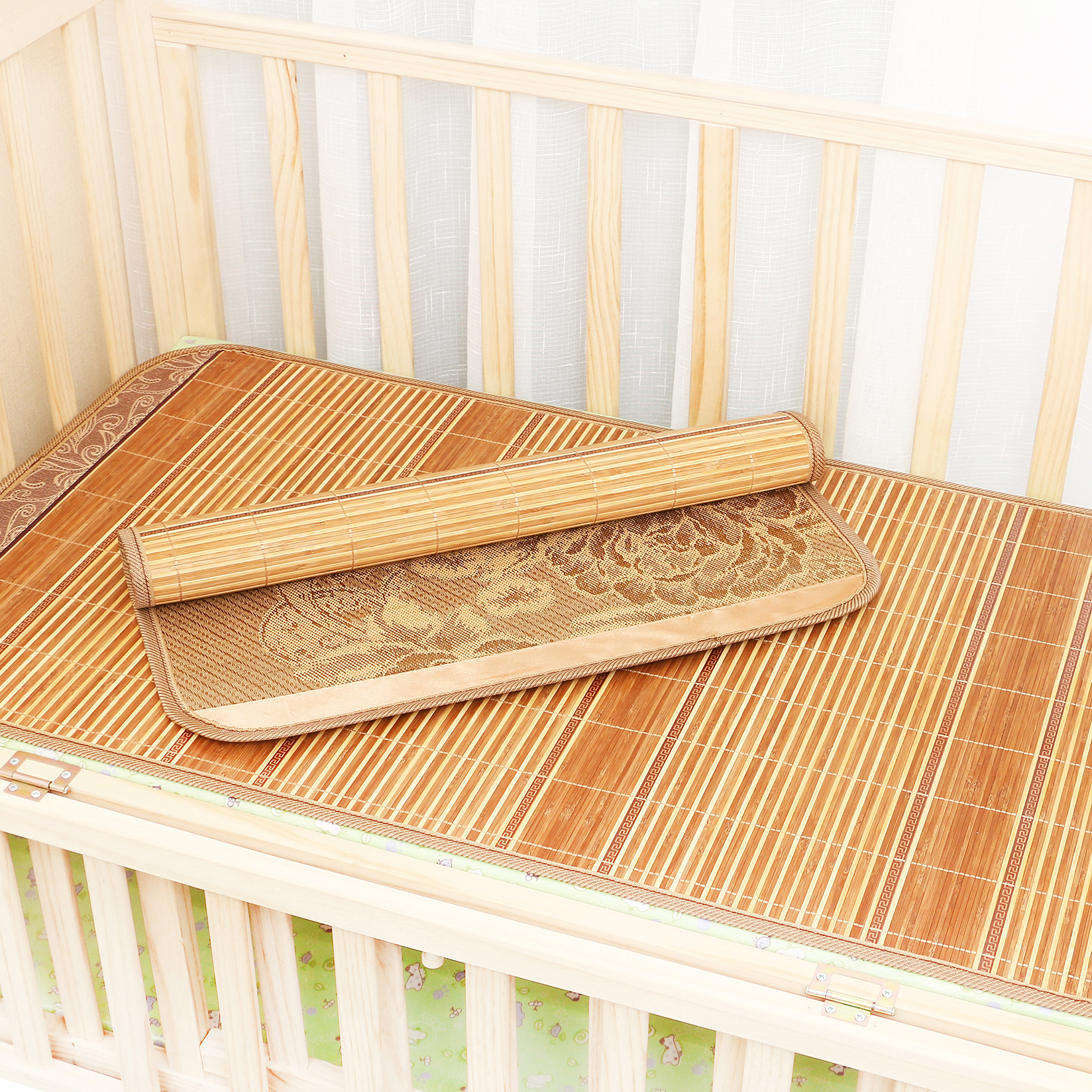 幼儿园凉席宝宝竹席碳化冰丝双面席凉席