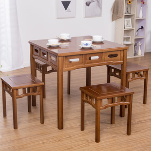 八仙桌8人楠竹中式正方形家用明清仿古四方桌吃饭桌子