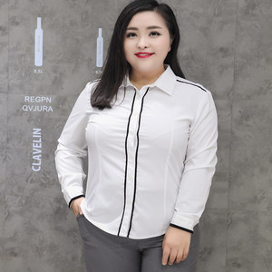 超特大码弹力衬衫女胖mm夏季短袖衬衣职业装