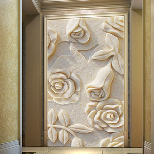 3d立体浮雕玄关定制墙纸电视背景墙壁纸壁画简约无缝墙布大型壁画