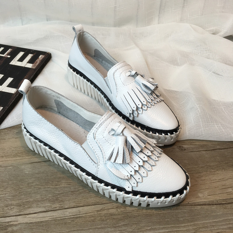 Euro Amerika Baru Produk Datar Bawah Ujung Tajam Joy Berkat Sepatu Jaket Kulit Kecil Sepatu Putih tebal Bawah Baba Daftar Shoe Hitam Rekreasi Sepatu Wanita 3 Dolar-Internasional